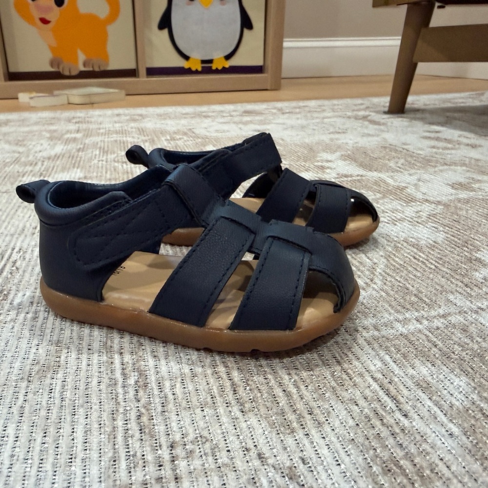 H&M Navy Blue Kids Closed-Toe Sandals with Tan Sole